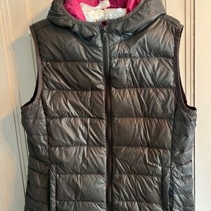 Gray Puffer Vest with Pink Lining by Peace, Love, Chill